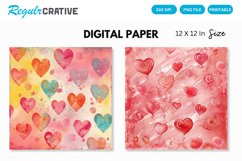 Dreamy Alcohol Ink And Sparkling Hearts Digital Paper Product Image 1