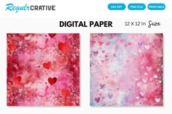 Dreamy Alcohol Ink And Sparkling Hearts Digital Paper Product Image 1