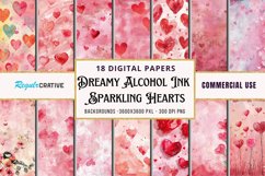 Dreamy Alcohol Ink &amp; Sparkling Hearts Digital Paper Bundle Product Image 1