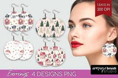 Dreamy Christmas Round Earrings - Christmas PNG Sublimation Product Image 1