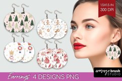 Dreamy Christmas Round Earrings - Christmas PNG Sublimation Product Image 1