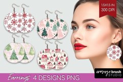 Dreamy Christmas Round Earrings - Christmas PNG Sublimation Product Image 1