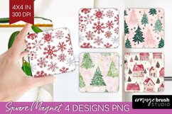 Dreamy Christmas Magnet Sublimation - Christmas Square PNG Product Image 1