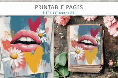 lips brush texture illustration, creative paper craft Product Image 1