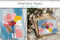 flower brush texture junk journal pages, creative paper Product Image 5