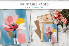 flower brush texture junk journal pages, creative paper Product Image 6