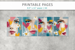 female face illustration, art journal pages Product Image 2