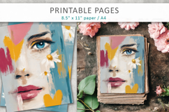 female face illustration, art journal pages Product Image 1