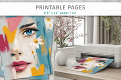 female face illustration, art journal pages Product Image 3