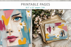 female face illustration, art journal pages Product Image 4