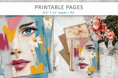 female face illustration, art journal pages Product Image 5