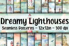Dreamy Lighthouses Digital Papers - Seamless Patterns Product Image 1