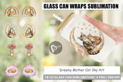 Dreamy Mother Cat Sky Art Glass Can Product Image 1