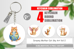 Dreamy Mother Cat Sky Art Keychain Product Image 1