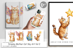 Dreamy Mother Cat Sky Art Digital Paper Product Image 1