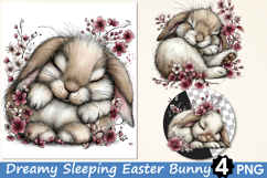 Dreamy Sleeping Easter Bunny Clipart Product Image 1