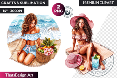 Dreamy Summer girls Clipart, beach Girl Clipart, Summer PNG Product Image 1