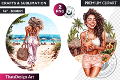 Dreamy Summer girls Clipart, beach Girl Clipart, Summer PNG Product Image 1