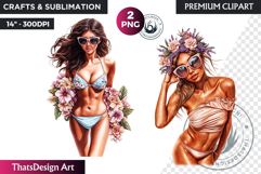 Dreamy Summer girls Clipart, beach Girl Clipart, Summer PNG Product Image 1
