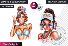 Dreamy Summer girls Clipart, beach Girl Clipart, Summer PNG Product Image 1