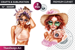Dreamy Summer girls Clipart, beach Girl Clipart, Summer PNG Product Image 1