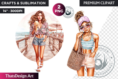 Dreamy Summer girls Clipart, beach Girl Clipart, Summer PNG Product Image 1
