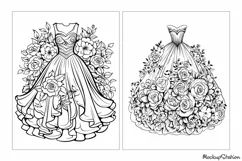 Dresses Coloring Pages | Fashion Coloring for Adults JPG Product Image 2