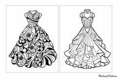 Dresses Coloring Pages | Fashion Coloring for Adults JPG Product Image 3