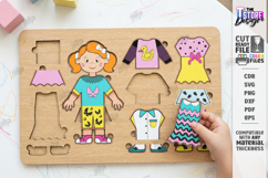 Dress Up Doll Puzzle Laser Cut|Kids Toys|Board Game|Girl SVG Product Image 1