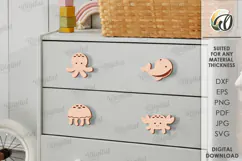 Nursery Dresser Knob Laser Cut. Animals Drawer Knob Product Image 1