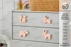 Nursery Dresser Knob Laser Cut. Animals Drawer Knob Product Image 1