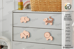 Nursery Dresser Knobs Bundle Laser Cut. Animals Drawer Knobs Product Image 5