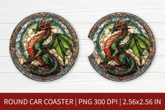 Round Car Coaster Sublimation Design | Stained Glass Dragon Product Image 1