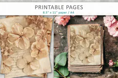 Dried Hydrangea junk journal pages, dried flower paper Product Image 2