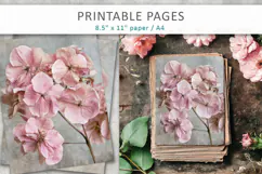Dried Hydrangea junk journal pages, botanical scrapbook Product Image 2