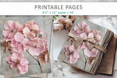 Dried Hydrangea junk journal pages, botanical scrapbook Product Image 4
