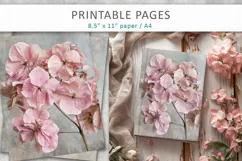 Dried Hydrangea junk journal pages, botanical scrapbook Product Image 5