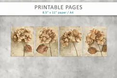 Dried Hydrangea junk journal pages, vintage botanical Product Image 3