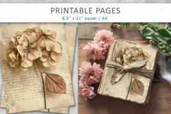 Dried Hydrangea junk journal pages, vintage botanical Product Image 4