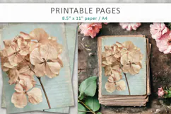 Dried Hydrangea vintage pages, floral paper Product Image 1