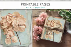 Dried Hydrangea vintage pages, floral paper Product Image 4
