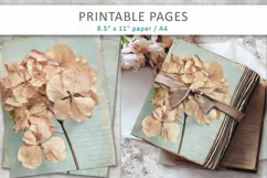 Dried Hydrangea vintage pages, floral paper Product Image 2