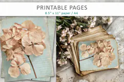 Dried Hydrangea vintage pages, floral paper Product Image 5