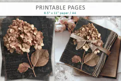 hydrangea flowers vintage pages, floral paper Product Image 4