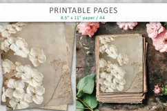 hydrangea flowers vintage pages, nature journal pages Product Image 2