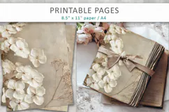 hydrangea flowers vintage pages, nature journal pages Product Image 4