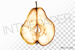 Elegant Silhouette Dehydrated Pear PNG Fruit Clipart Illust Product Image 1
