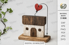 3D Driftwood Wooden House Laser Cut. Standing Decor SVG Product Image 1