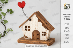 3D Driftwood Wooden House Laser Cut. Standing Decor SVG Product Image 1