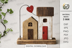 3D Driftwood Wooden House Laser Cut. Standing Decor SVG Product Image 1
